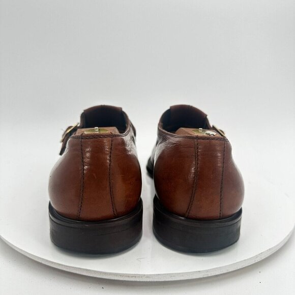 Fratelli Footwear Men Size 8.5M Brown Leather Cap Toe Double Buckle Dress Shoes - Picture 6 of 14